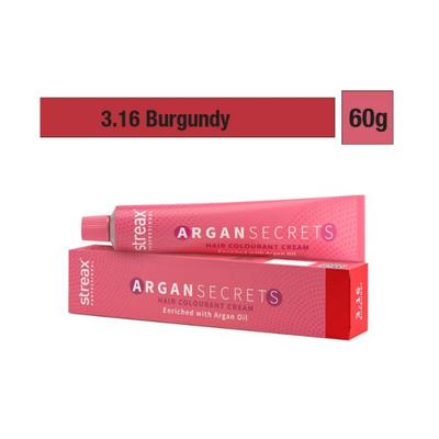 Streax Professional Argan Secrets Hair Colourant Cream - Burgundy 3.16 60 gm - Crème