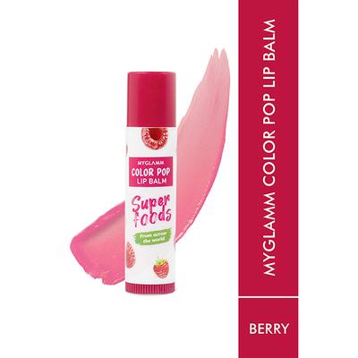 Myglamm Super Foods Color Pop Lip Balm 12Hr Moisturise-Berry SPF20 4.6gm - Lip Balms
