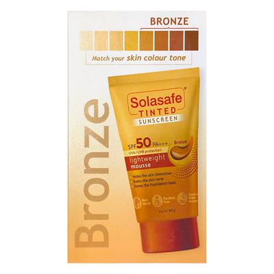 SOLASAFE TINTED BRONZE SPF 50 PA +++ UVA/UVB LIGHT WEIGHT MOUSSE Sunscreen 40g - Sun Protectors-Emo