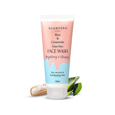 Glamveda Rice & Ceramide Korean Glass Skin Face WashFor Dry, Sensitive & Combination Skin Types 100 ml - Face Wash & Cleansers