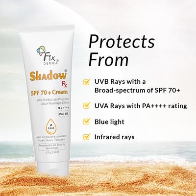 Fixderma Shadow RX Sunscreen SPF 70+ Cream Sunscreen for Dry Skin 75 gm - Body Sunscreen