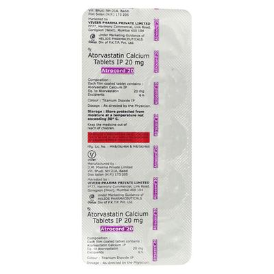 ATROCORD 20mg Tablet 10's - High Cholesterol-Dys