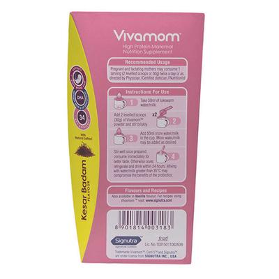 Vivamom High Protein Maternal Nutrition Supplement Powder Refill - Kesar Badam Flavour 200 g - Nutritional Supplements