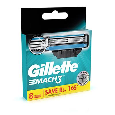 Gillette Mach3 Shaving 3-Bladed Cartridges 8's - Razors & Cartridges