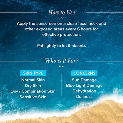 Aqualogica Hydrate Plus Dewy Sunscreen Coconut Water & Hyaluronic Acid Hydrate + Nourish SPF 50+ PA+++ UVA/UVB 50gm - Face Sunscreen