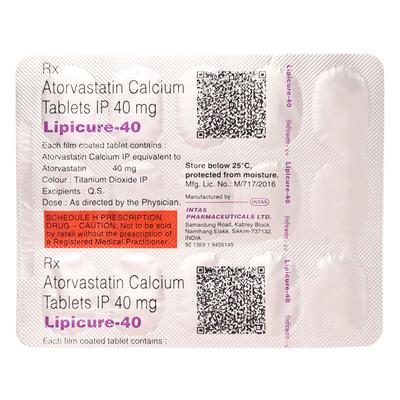 Lipicure 40mg Tablet 15'S - High Cholesterol-Dys