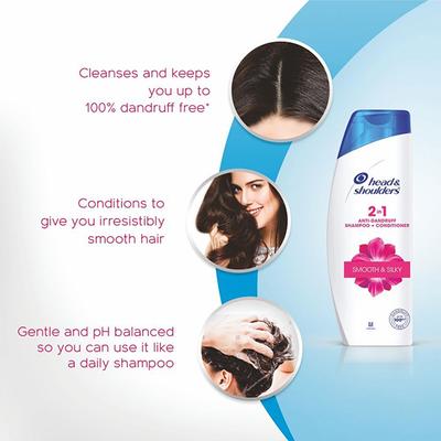 Head & Shoulders 2-in-1 Anti-Dandruff Shampoo + Conditioner - Smooth & Silky 340 ml - Dry Shampoos & Conditioners