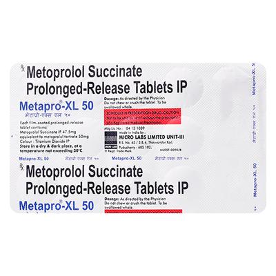 Metapro XL 50mg Tablet 15'S - Hypertension-Bet
