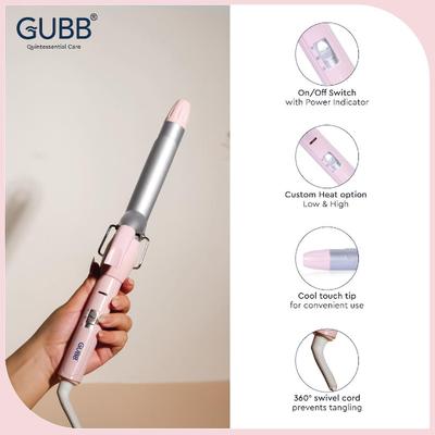 GUBB Hair Curler with Ceramic Coated Tong for Long Lasting Gorgeous Curls - (GB-005) Pink 1's - Rollers & Curlers