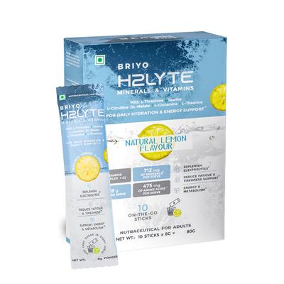 Briyo Daylift Hydration + Energy Electrolyte Drink Mix Sugar Free Sachets - Litro Lemon Flavour (Pack of 10 x 8 g) - Nutritional Supplement