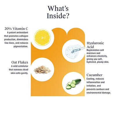 Arata Vitamin C Overnight Face Care Regime With Vitamin C Oatmeal Scrub (75 ML), Face Serum (30 ML), Day Cream (50 ML) & Night Repair Gel (50 ML) 1's - Face Serum