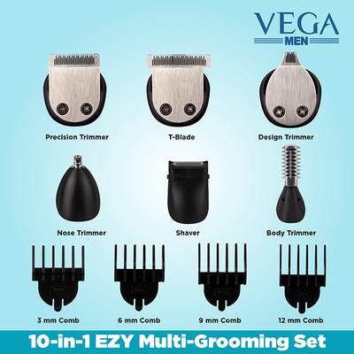 VEGA Men 10 in 1 EZY Multi Grooming Set with Beard Hair Trimmer Nose Trimmer & Body Groomer And Shaver (VHTH-22) 1 gm - Trimmers