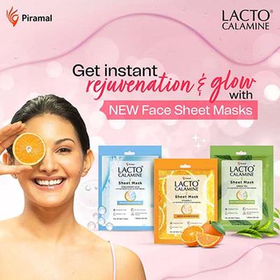 Lacto Calamine Hyaluronic Acid Face Sheet Mask Instant Hydration Glycolic Acid and D-Panthenol 30 gm - Sheet Masks