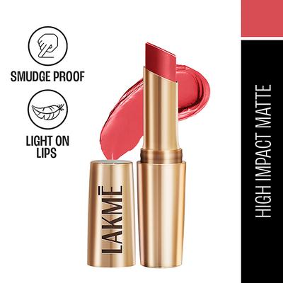 Lakme 9to5 Powerplay Priming Matte Lipstick, Lasts 16hrs, Peachy Affair, 3.6 gm - Lipsticks