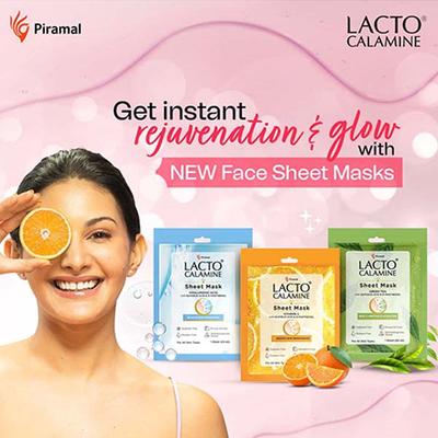 Lacto Calamine Green Tea Face Sheet Mask Instant Hydration Glycolic Acid and D-Panthenol 30 g - Sheet Masks