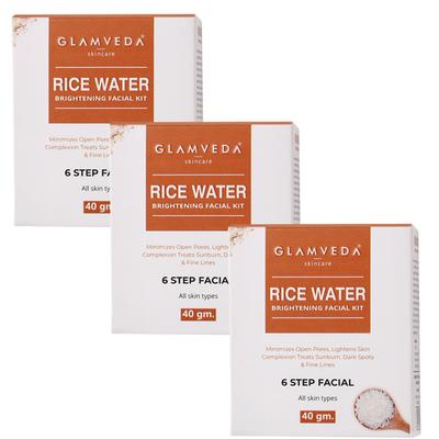 Glamveda Rice Water Brightening Facial Kit 40g each 3's - Facial Kits