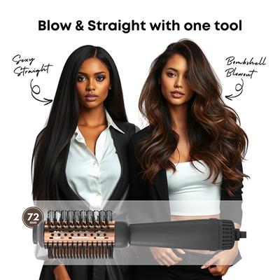Alan Truman Blow Styling Brush-Blow Dryer Brush+Hair Straightener Hot Brush in One with Storage case 1's - Rollers & Curlers
