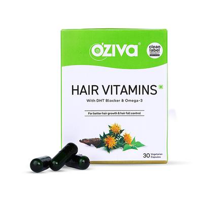 OZiva Hair Vitamins (DHT Blocker & Omega 3), Vegetarian Tablets for Hair Fall Control (30 Capsules) 1's - Multi-Vitamins