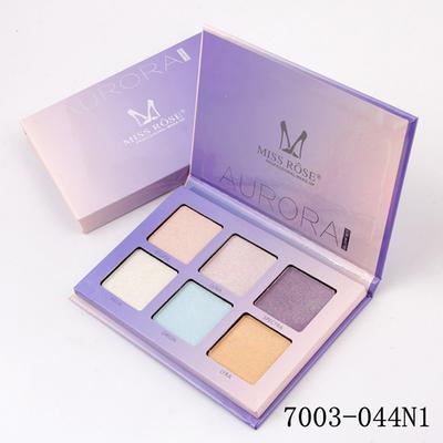 Miss Rose 6 Color Metallic Glow Highlighter Palette 7003 - 044 01 24 gm - Face Palettes
