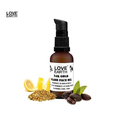 Love Earth 24K Gold Glass Face Oil With Pure Essential Oils, Paraben & Chemical Free 30 ml - Face Oils