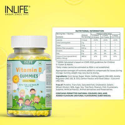 Inlife Vitamin D Gummies - Lemon Flavour 30's - Multi-Vitamins