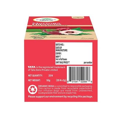 Organic India Tea Bags- Moringa Hibiscus 25's - Green/Herbal Teas