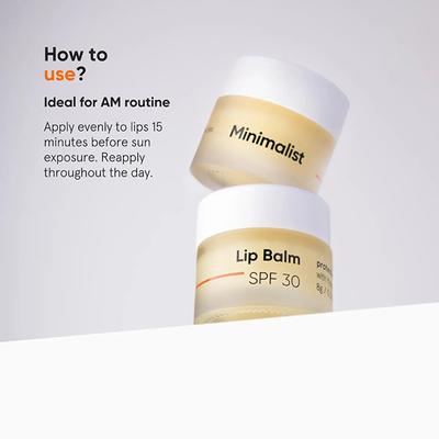 Minimalist SPF 30 Lip Balm with Ceramides & HA for lip protection & nourishment 8 gm - Lip Balms