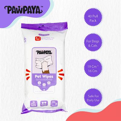 Pawpaya Pet Wipes Pull Pack 20 x 18 cm 40's - Pet Grooming