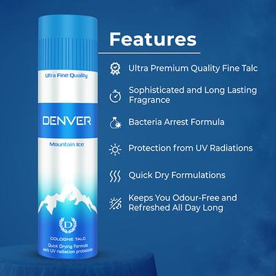 Denver Mountain Ice Body Talc for Men 300 gm - Talcum Powders