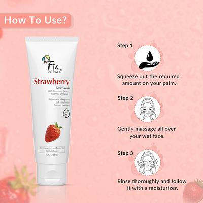 Fixderma Strawberry Face Wash with Vitamin E and Strawberry Extract, Face Wash and Face Cleanser 75 gm - Face Wash & Cleansers
