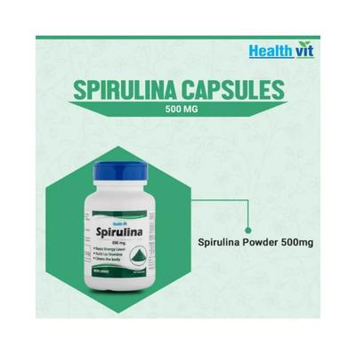 Healthvit Spirulina SuperFood 500 mg- Capsules 60's - Herbal Dietary Supplement