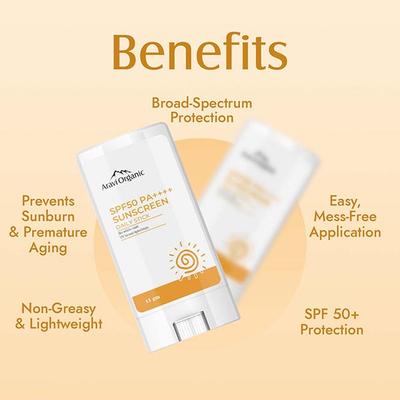 Aravi Organic Spf 50 Pa++++ Sunscreen Stick Uva-B Radiation With Lightweight and Natural Finish 13 gm - Body Sunscreen
