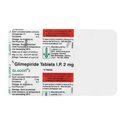 GLADOR 2mg Tablet 15's - Diabetes-Ant