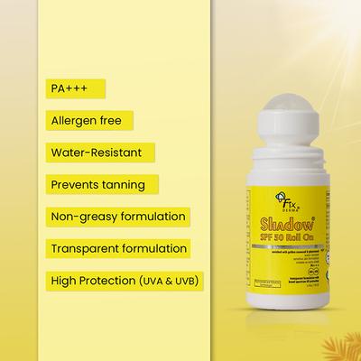 Fixderma Shadow Spf 50 Roll On, Sunscreen SPF 50 for Face 30 gm - Body Sunscreen