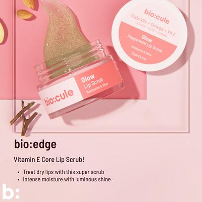 Biocule Glow Lip Scrub Balm For Bright, Spotless Lips, Peppermint Flavour, 100% Natural 12 gm - Lip Scrubs