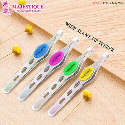 Majestique Slant Tip Tweezer With Grip Non-Slip Grip Slant Tip Tweezers Slant Tweezer 1's - Tweezers