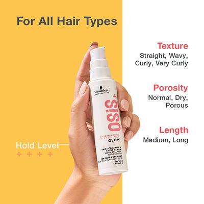 Schwarzkopf Professional OSiS+ Glow Anti-Frizz Shine Serum for Frizz Reduction and Shine, Vegan, Leave-In Hair serum, Silicon free 50 ml - Hair Serums