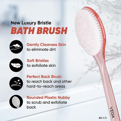 Vega Bath Body Brush With Long Handle For Men & Women, Exfoliating Brush For Deep Cleansing (Ba-1/3) - Body Scrubbers & Brushes