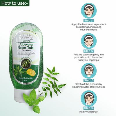 Globus Remedies Aloe Vera Neem and Tulsi Face Wash 200ml 2's - Face Washes