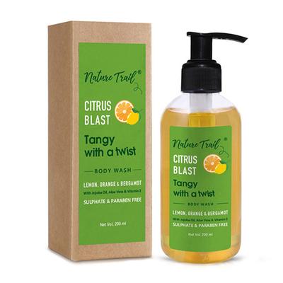 Nature Trail Citrus Blast Body Wash with Jojoba Oil and Aloe, Sulphate and Paraben Free 200 ml - Shower Gels & Body Wash