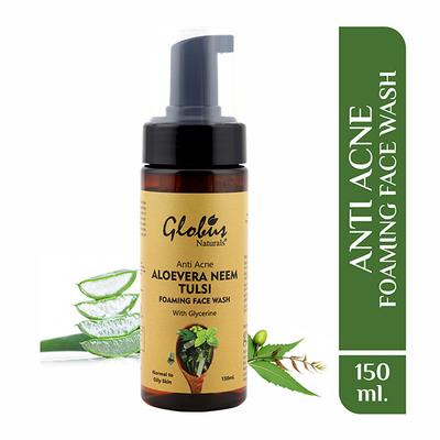 Globus Naturals Aloe Vera Neem Tulsi Foaming Face Wash 150 ml - Face Wash & Cleansers