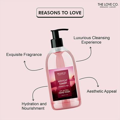 The Love Co. Midnight Summer Hand Wash For Moisturized Hand - Gentle Cleanser for Soft Hands - Liquid Hand Soap Suitable for Sensitive Skin 300 ml - Hand Wash & Soaps