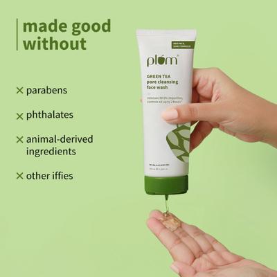 Plum Green Tea Pore Cleansing Face Wash - Acne Face Wash, Oily Skin Face Wash for Women & Men 100 ml - Face Wash & Cleansers