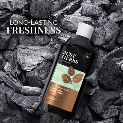 Just Herbs Bath & Body Deep Cleansing Soothes Irritated Skin And Cooling Body Wash , Paraben & Sls / Sles Free - Charcoal & Mint 300ml - Shower Gels & Body Wash