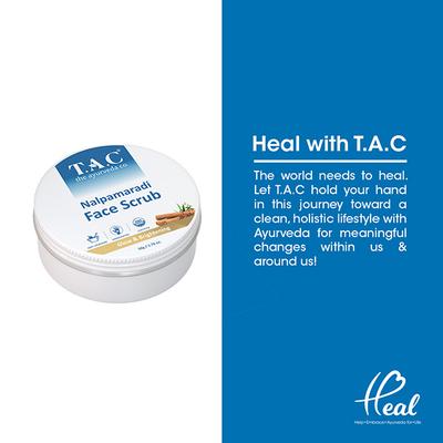 TAC - The Ayurveda Co. 100% Natural Face Scrub For Tan Removal & Glowing Skin With Nalpamaradi 50 gm - Face Scrubs