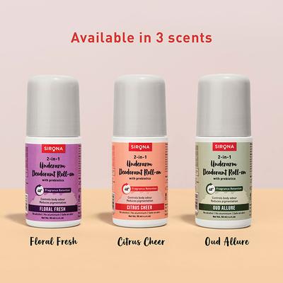 Sirona Underarm Roll On Deodorant for Women & Men Citrus Cheer 50 ml - Intimate Hygiene