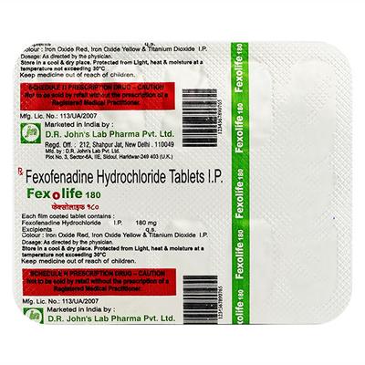 Fexolife 180mg Tablet 10'S - Allergies-Ant