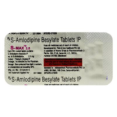 S MAX 2.5mg Tablet 10's - Hypertension-Cal