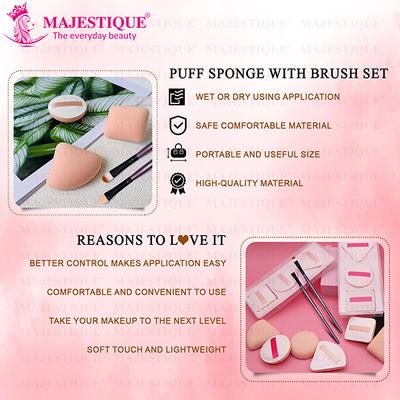 Majestique Makeup Sponge And Brush Set 5 - Sponges With Lip And Eyeshadow Brushes 1's - Sponges & Applicators