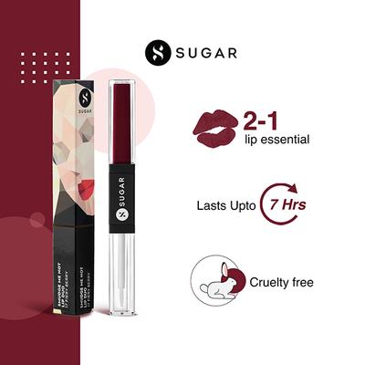 SUGAR Cosmetics Smudge Me Not Lip Duo - 17 Fiery Berry (Marsala) 3.5 gm - Lipsticks